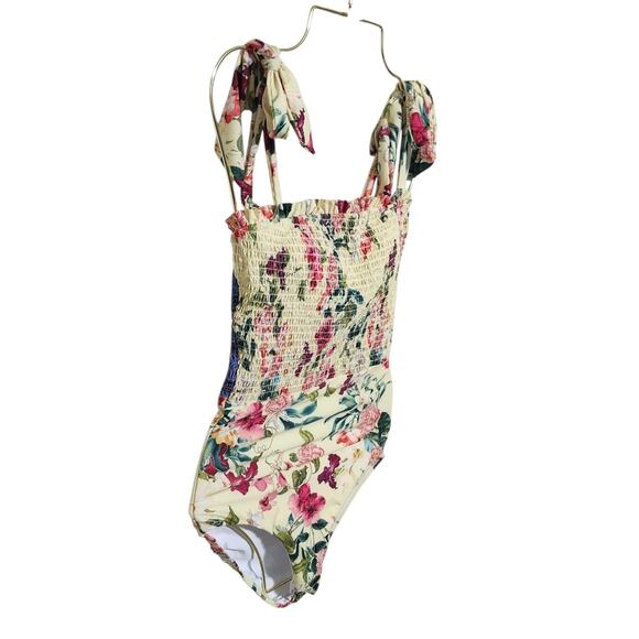 Farm Rio Smocked Shoulder-Tie One-Piece Swimsuit XS - Picture 3 of 8